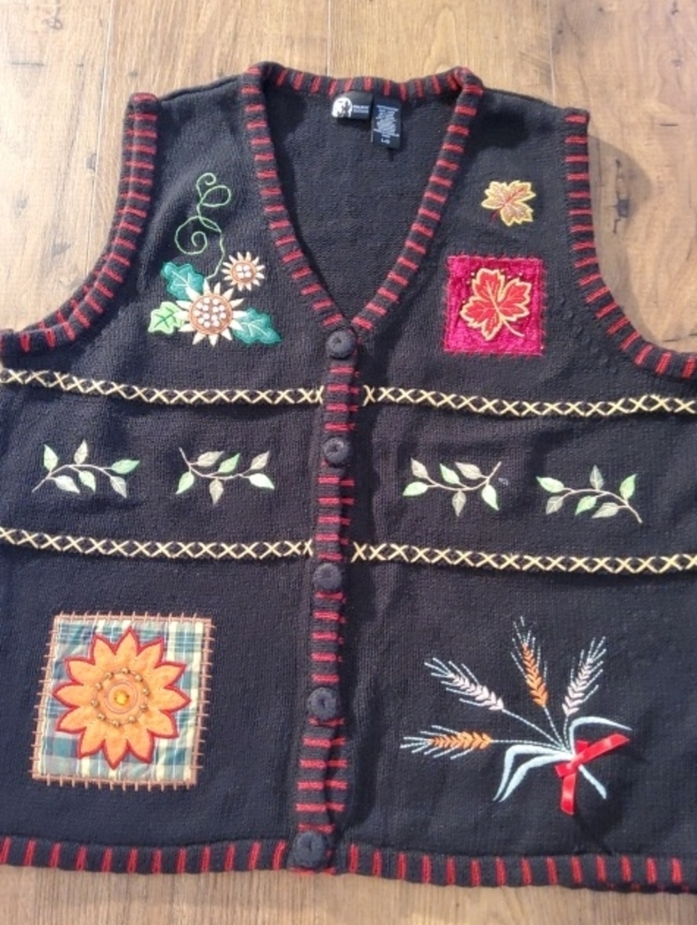 Vintage 1990s Holiday Editions Womens Thanksgiving Fall Sweater Vest Large